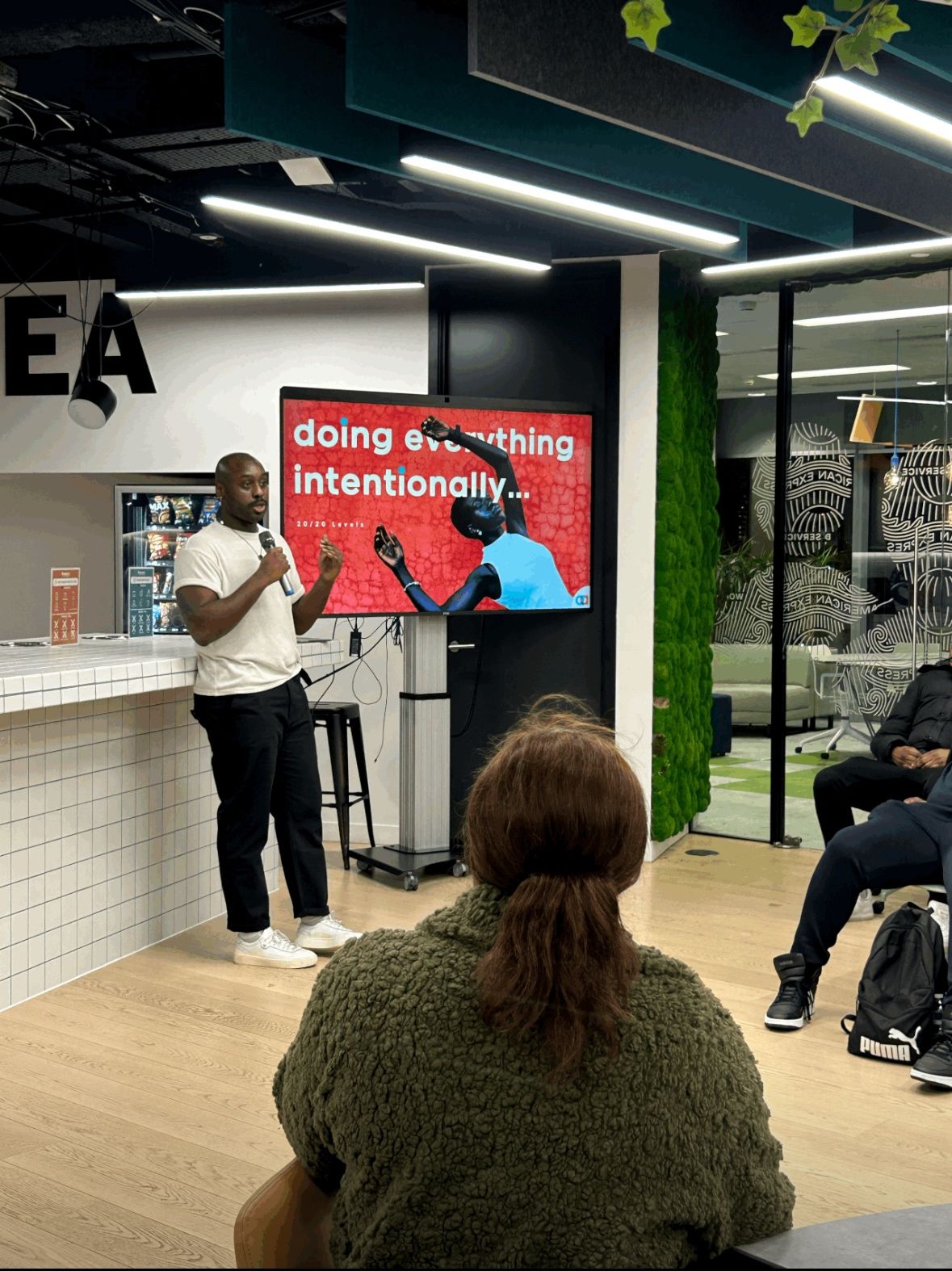 Ashley speaking at an event